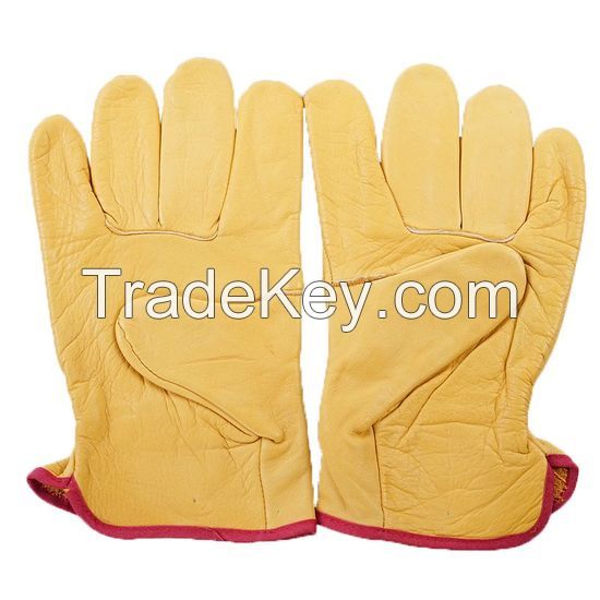 DDsafety export to 77+countries 15+years low-cost manufacturer gloves Yellow Sheepskin Driver Gloves Without Lining Sheepskin Leather Winter Drive Work Gloves