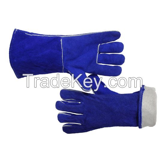 DDsafety 77+countries Blue Cowhide Leather Welding Glove leather welding glove offers premium side Gloves fully welted seams with aramid stitching Gloves
