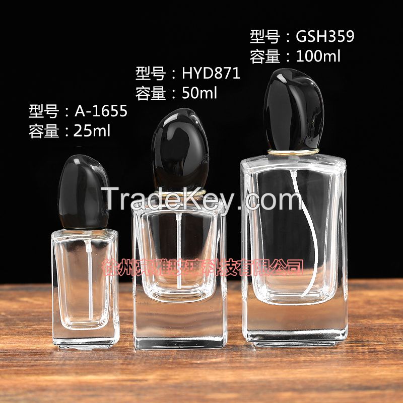 Source Factory High grade Exquisite Cosmetics Packaging Crystal Glass Transparent Square perfume Sub packaging Buckle Bare Bottle Continuous spray