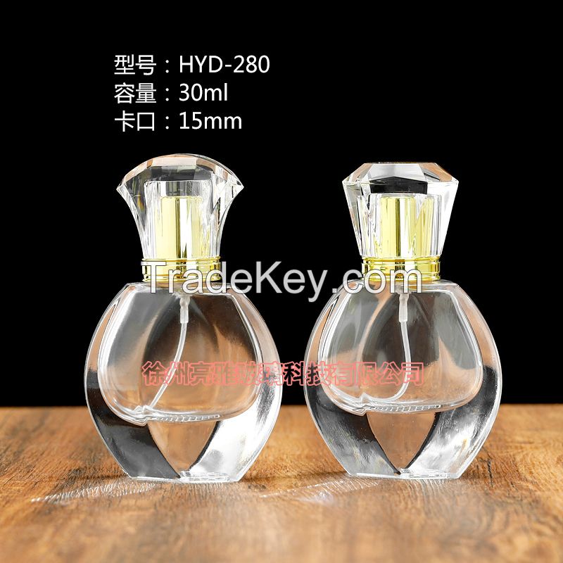 High end high-end crystal glass transparent perfume sub bottled cosmetics packaging spray bottle bayonet bare bottle