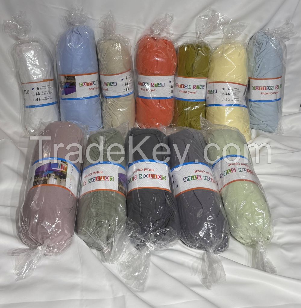 100% COTTON FITTED SHEET WITH PILLOWCASES