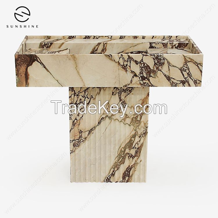natural stone pedestal basin