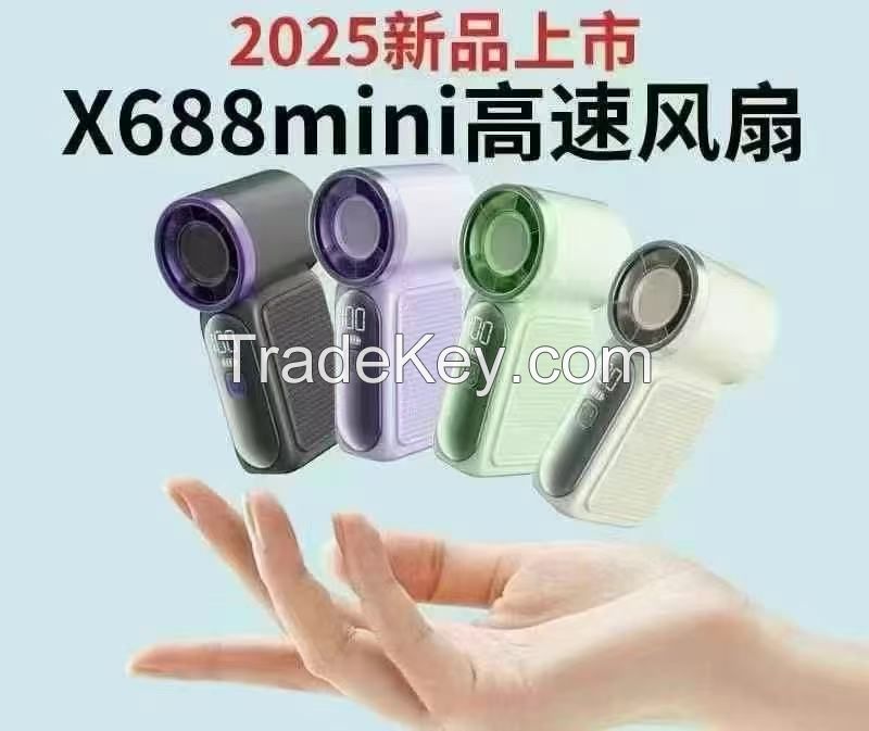 USB Handheld Mini Fan Foldable Portable Neck Hanging Fans 5 Speed USB Rechargeable Fan with Phone Stand and Display Screen