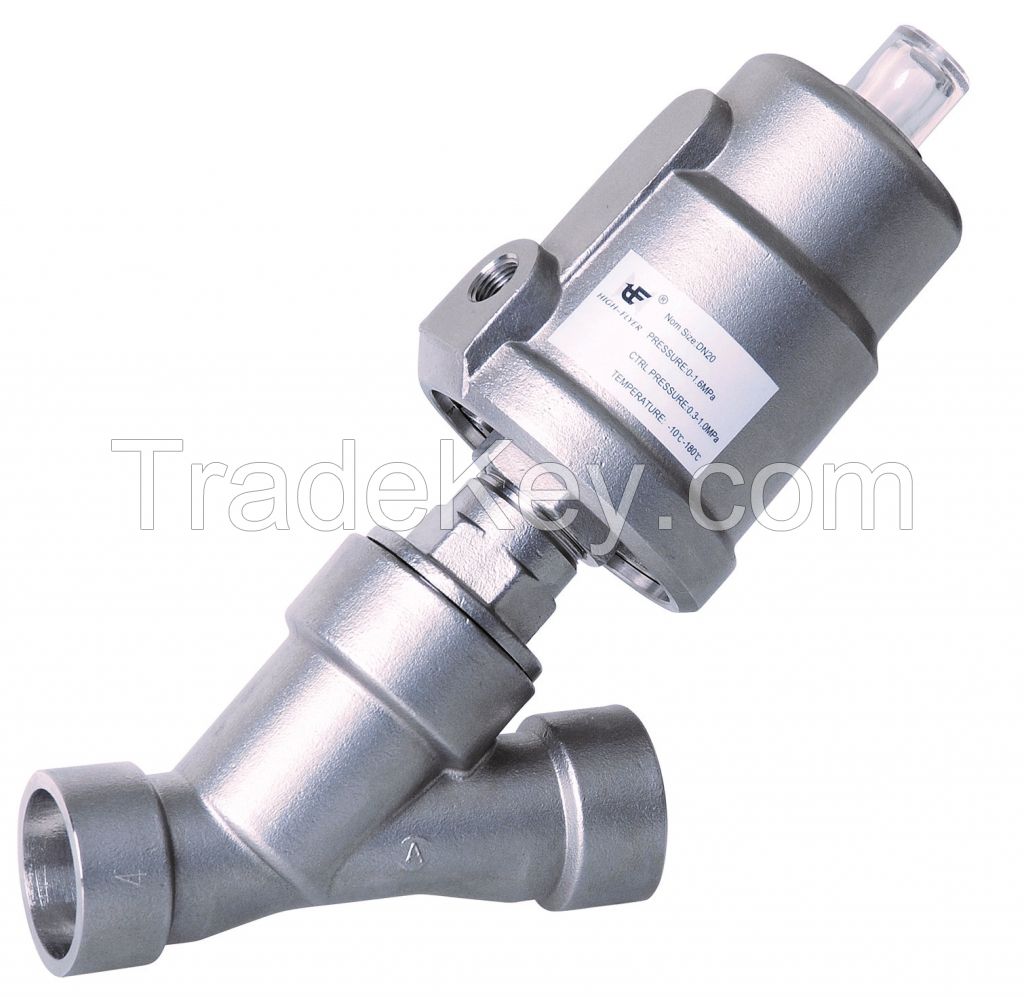 Double Acting Stainless Steel DN15 1/2 Inch Pneumatic Air Water Steam Control Angle Seat Valve