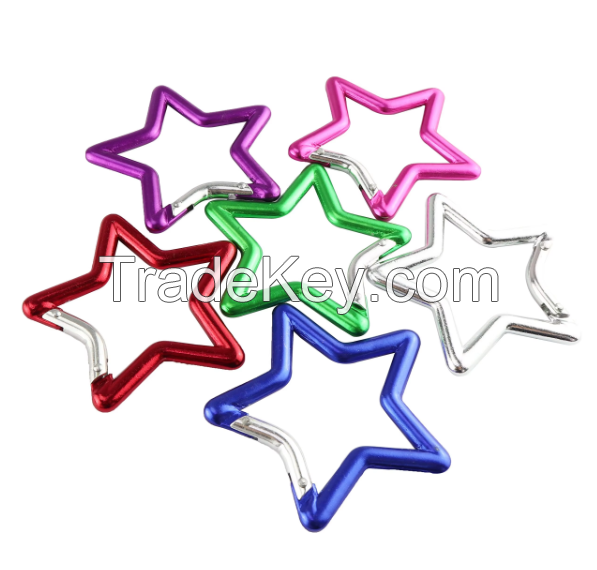 Good Selling 5# 50mm Pentagram Star aluminum alloy metal Snap Hooks Carabiner clip for Pet or Charger or NAIL TOOLS