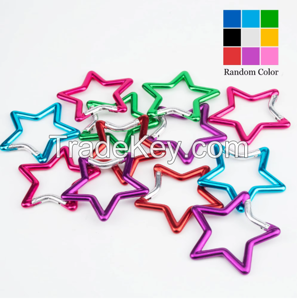 Good Selling 5# 50mm Pentagram Star aluminum alloy metal Snap Hooks Carabiner clip for Pet or Charger or NAIL TOOLS