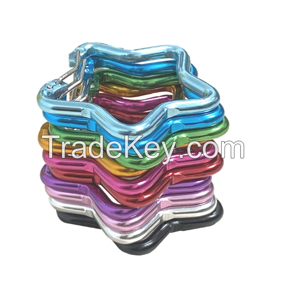 Good Selling 5# 50mm Pentagram Star aluminum alloy metal Snap Hooks Carabiner clip for Pet or Charger or NAIL TOOLS