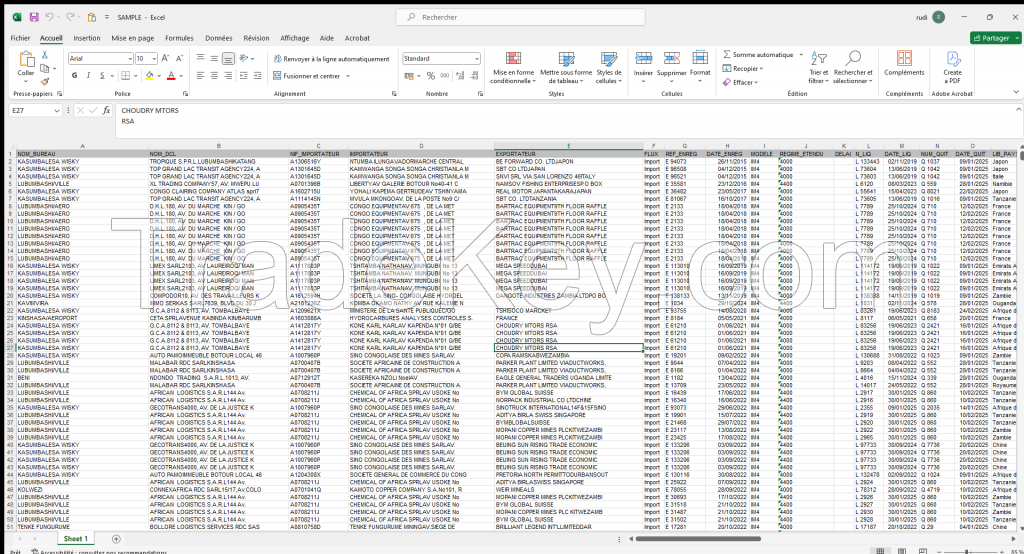 import and export data