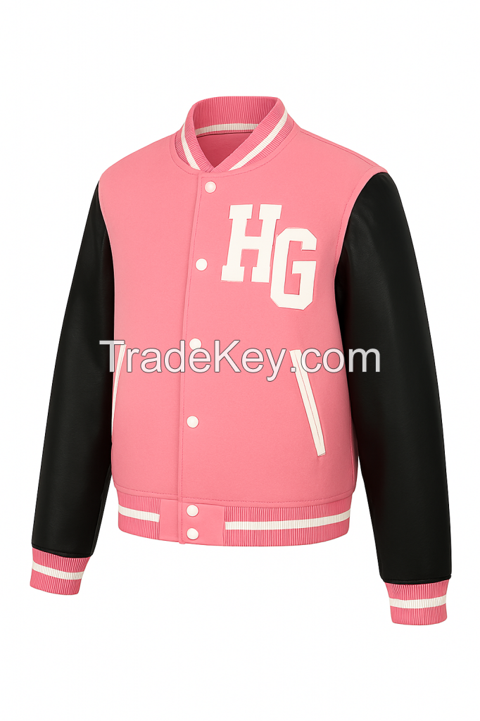 Custom New Wight Color Casual Wear Bomber Jacket with Snap Button Closure With Genuine Leather for Seasonal Wear