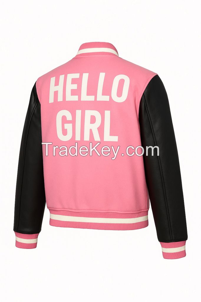 Custom New Wight Color Casual Wear Bomber Jacket with Snap Button Closure With Genuine Leather for Seasonal Wear