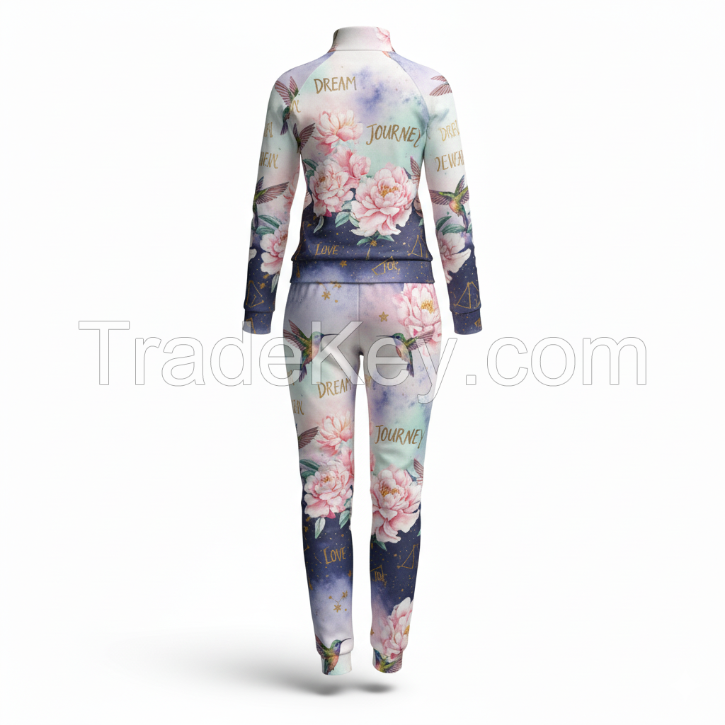 Flower Graphix Women Tracksuit Set Perfect For Gym Running Or Lounging Soft Material With Trendy Design And Colors
