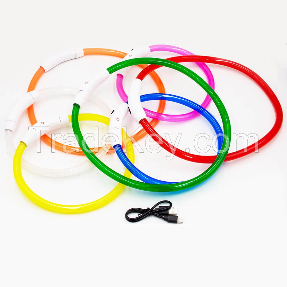 Wholesale Simple LED Light-Up Pet Collar for Cats and Dogs - USB Rechargeable, Waterproof, Multi-Size & Color Options with OEM Customization