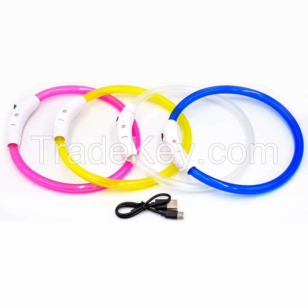 Wholesale Simple LED Light-Up Pet Collar for Cats and Dogs - USB Rechargeable, Waterproof, Multi-Size & Color Options with OEM Customization