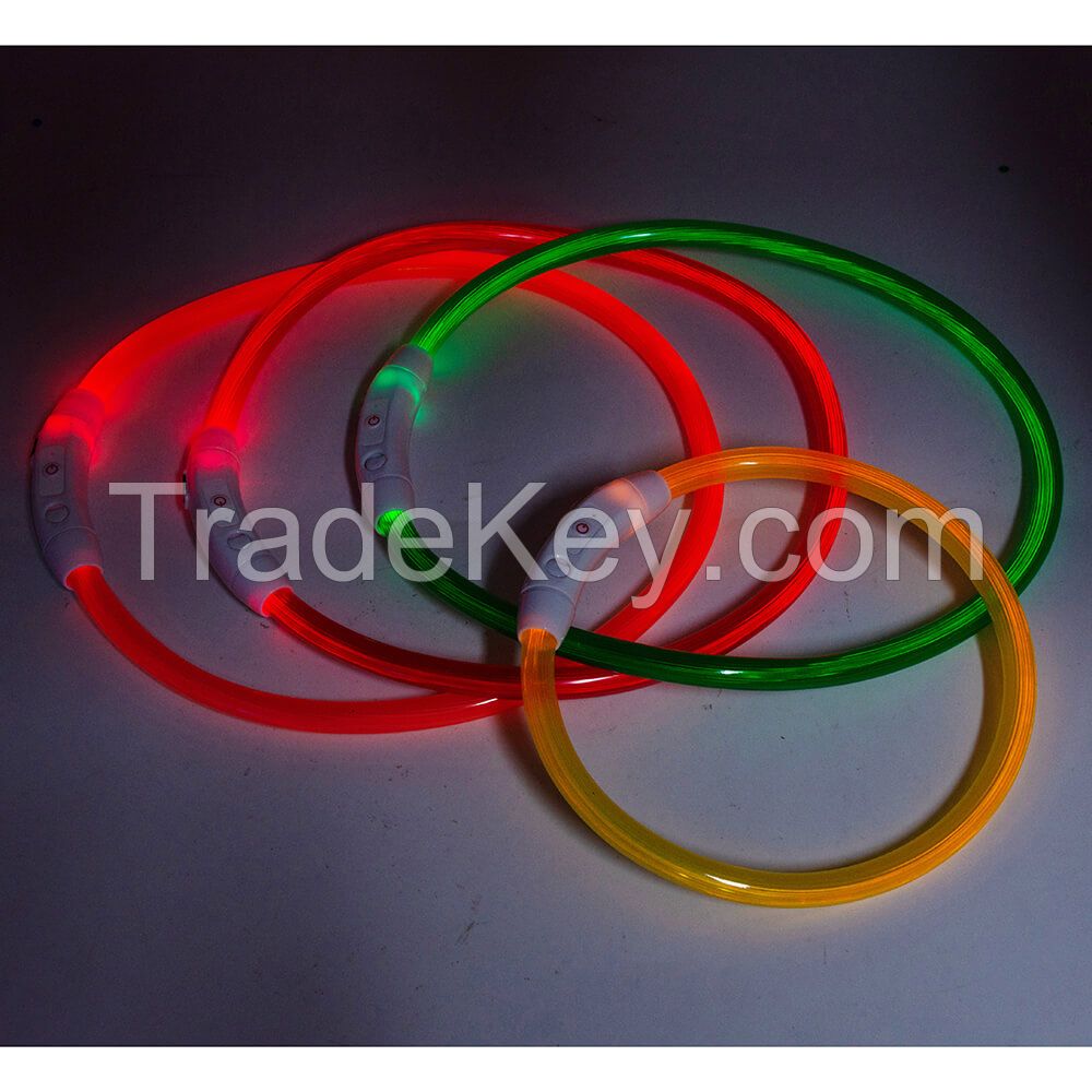 Wholesale Simple LED Light-Up Pet Collar for Cats and Dogs - USB Rechargeable, Waterproof, Multi-Size & Color Options with OEM Customization