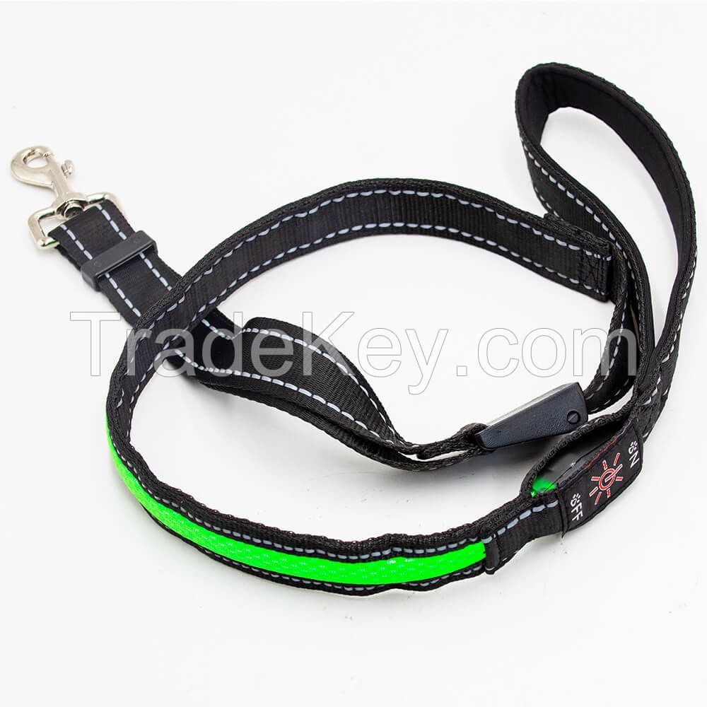 Rugged Nylon LED Illuminated Dog Leash for Cats & Dogs - Breathable Mesh, USB Rechargeable, Multi-Color Lights, Waterproof, OEM Available