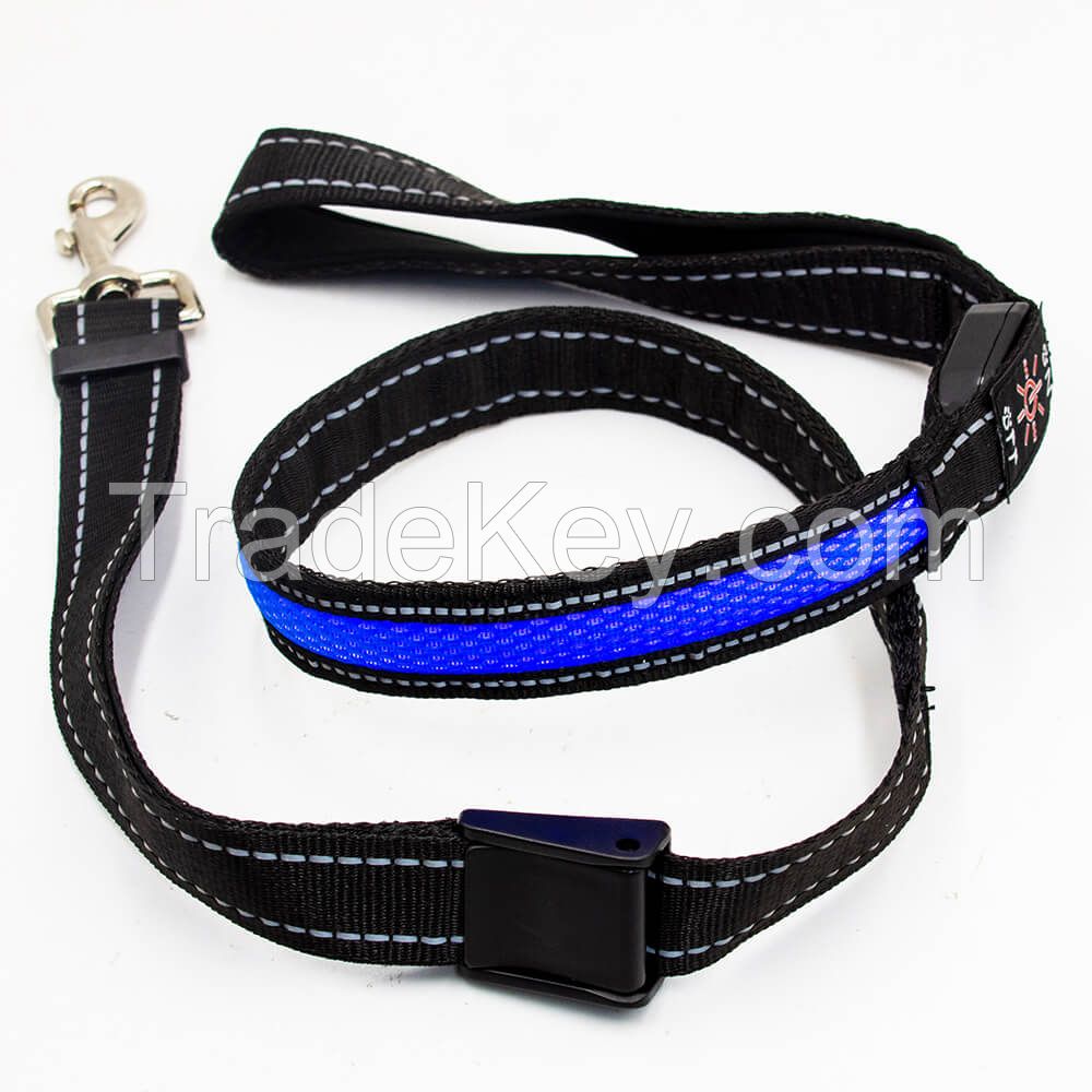 Rugged Nylon LED Illuminated Dog Leash for Cats & Dogs - Breathable Mesh, USB Rechargeable, Multi-Color Lights, Waterproof, OEM Available