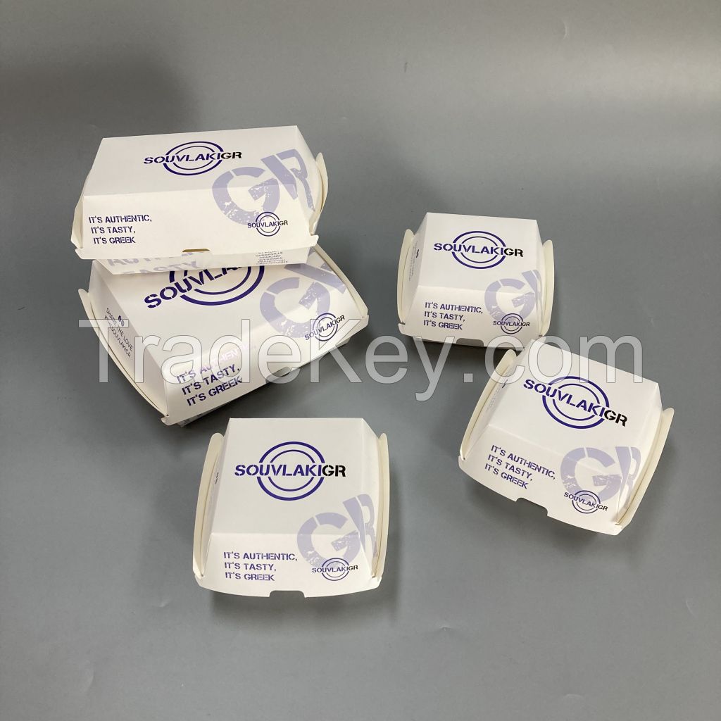 Custom Printed Takeaway Fried Chicken Burger Paper Box Fish and Chips Potato Fries Street Snack Food Packaging Box for Fast Food