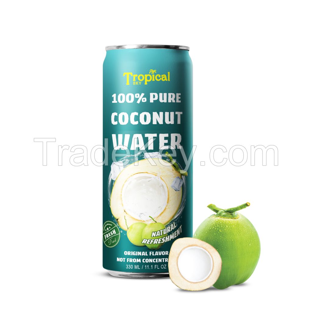 The best OEM/ODM manufacturer 100% pure coconut water packing 330ml sleek can