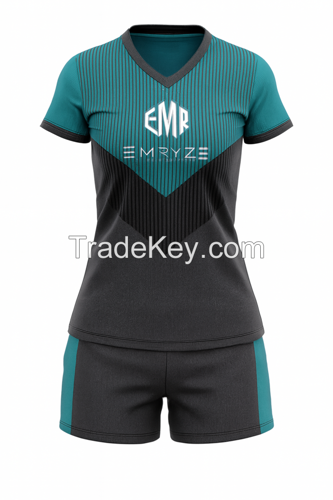 Promotion Custom Quick Dry Soccer Uniform Set Full Set Women Slim Fit pink Soccer Jersey