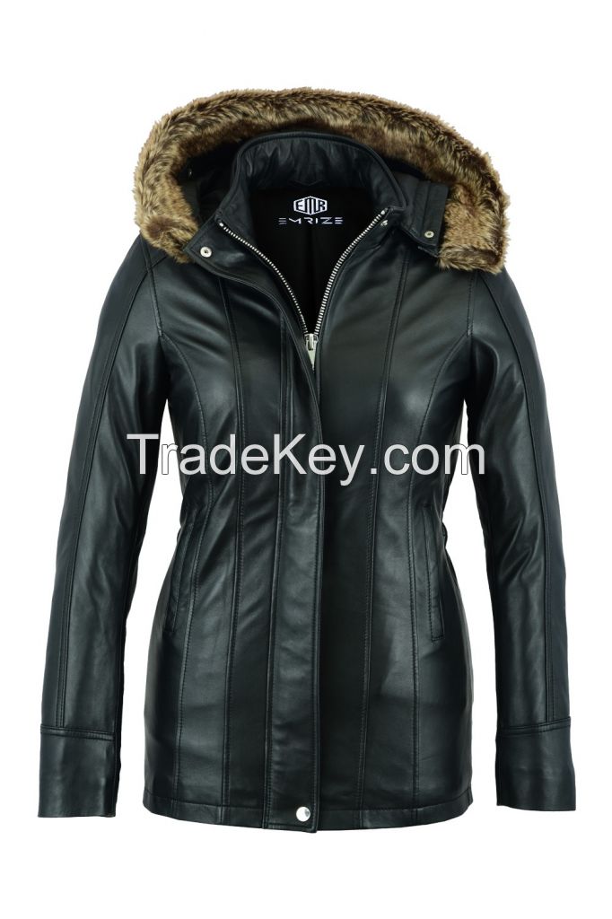 Customized Women Lambskin Leather Jacket/Newly Fur Collar Women Casual Real Leather Jacket/High Style Sheepskin Leather Jacket