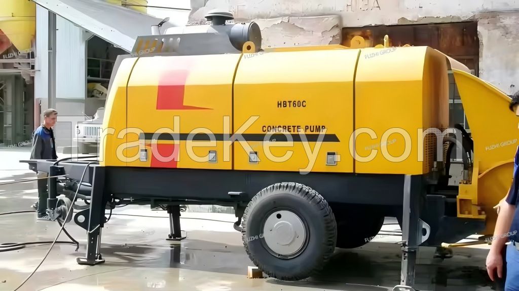 HBT6006A-5 China Hot Brand 70 M3/h Max. Concrete Output Concrete Trailer Pump
