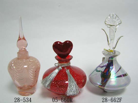 Mouth blown glass perfume bottles