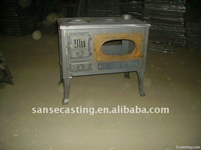 wood burning cast iron stove with oven