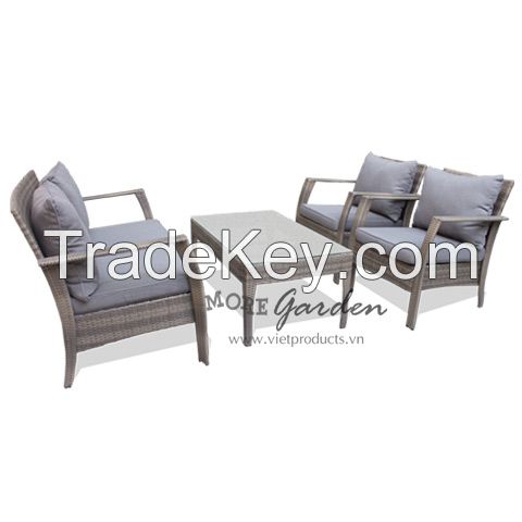 Tempered Sofa Set - Flat wicker 7mm - Poly rattan furniture