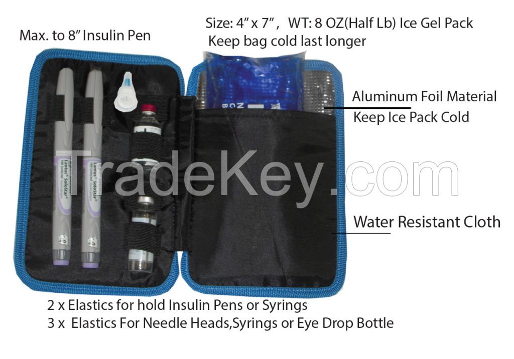 Diabetic Insulin Pen Pocket-for Insulin, Syringes & Sipply Kits ,With Ice Gel Pack Included