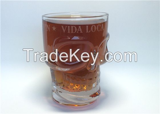 Personalized handmade skull head shape whisky glass