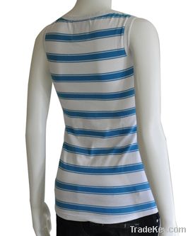 Half Button Striped Tank