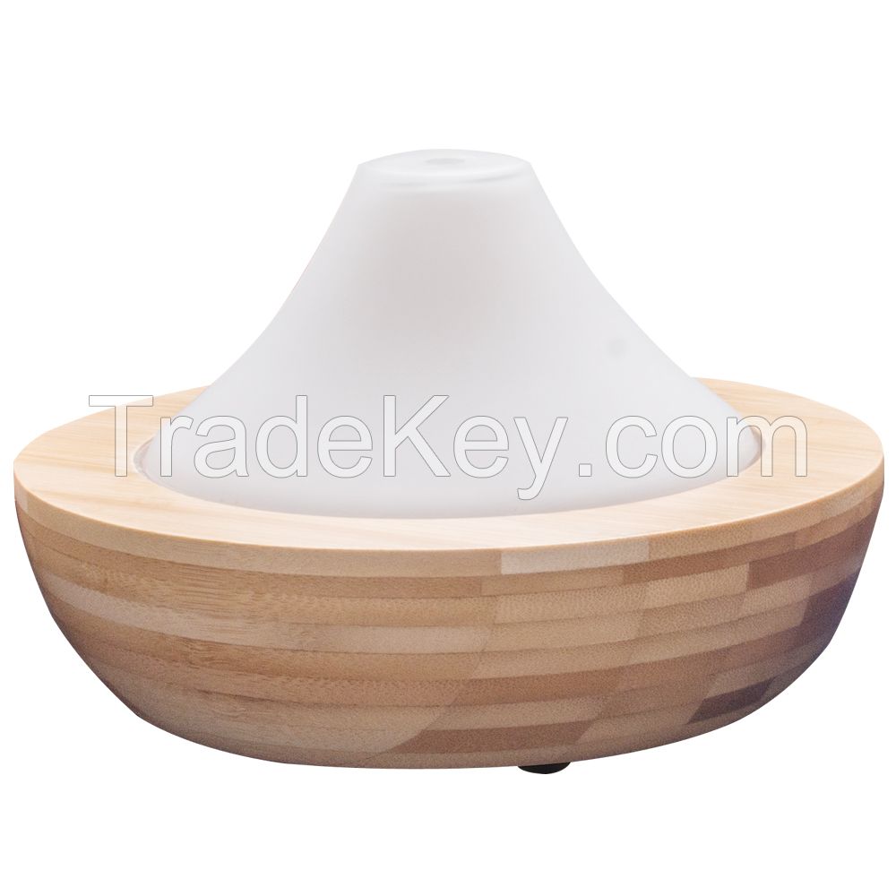 Moutaintop Essential Aromatherapy Diffuser Ultrasonic Humidifier Nebulizer Essential Oil Diffuser Glass Cover &amp; Bamboo Bottom