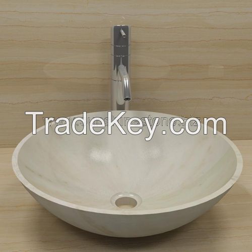 Golden White Marble Vessel Sink