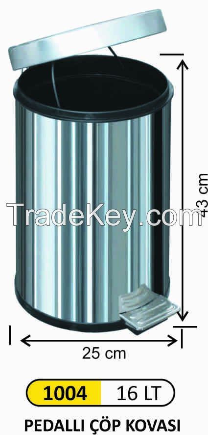 16 LT PEDAL BIN STAINLESS STEEL