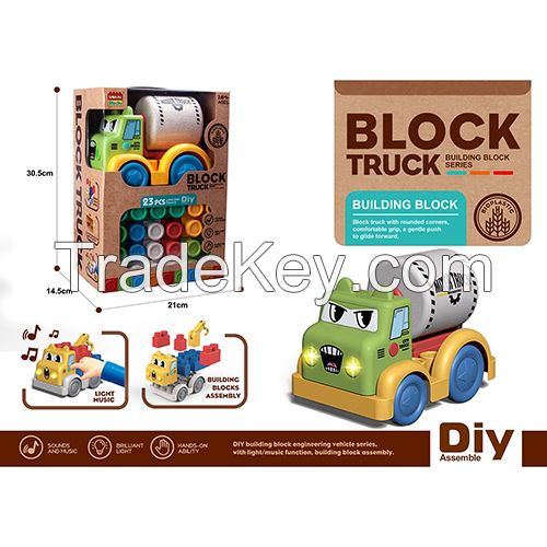 Wokaiblocks Educational Baby Toys Light Music BIO PLASTIC Engineering Vehicle Building Block Kids