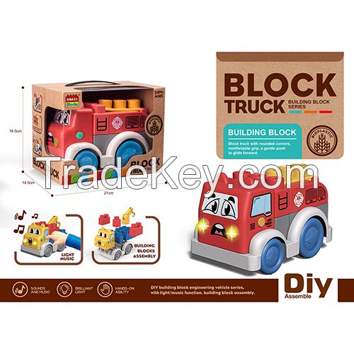 Wokaiblocks Light Music Kid's for BIO PLASTIC Building Blocks Truck DIY Assembly Toys