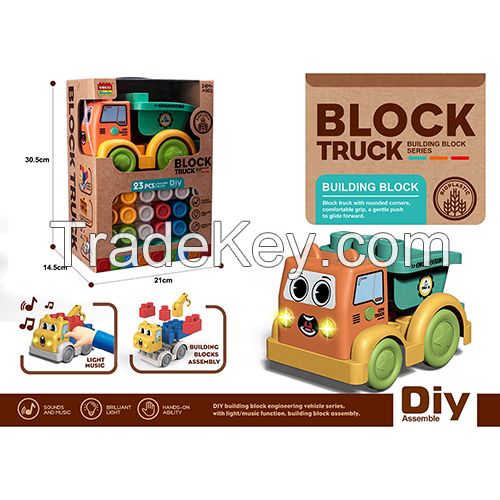 Wokaiblocks Educational Baby Toys Light Music BIO PLASTIC Engineering Vehicle Building Block Kids