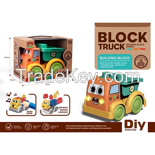 Wokaiblocks BIO PLASTIC Light Music Building Blocks Engineering Vehicle DIY Assembly Toys