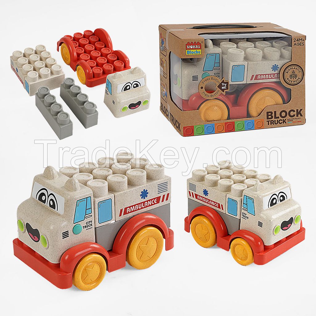 Wokaiblocks Light Music BIO PLASTIC Building Blocks Truck DIY Assembly Toys