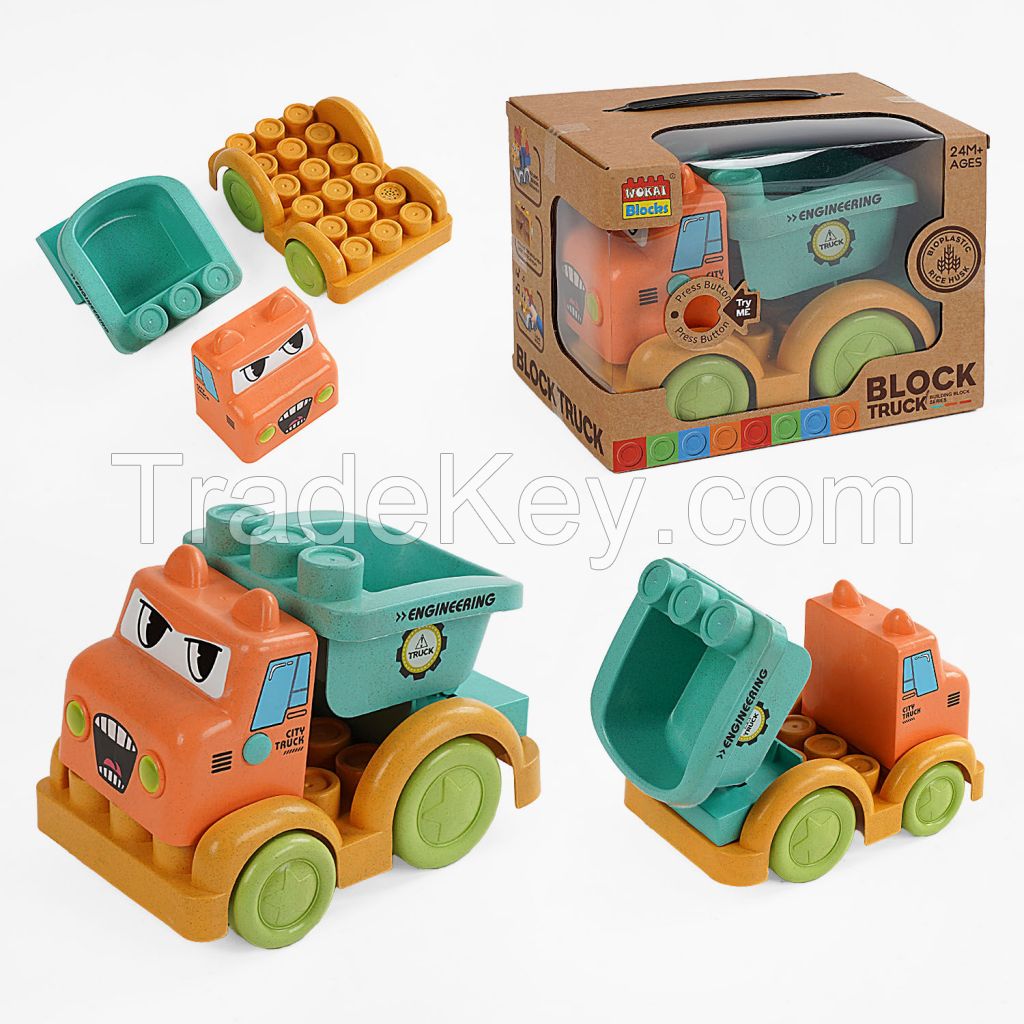 Wokaiblocks BIO PLASTIC Light Music Building Blocks Engineering Vehicle DIY Assembly Toys