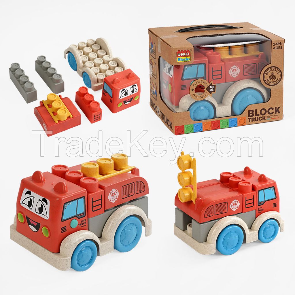 Wokaiblocks Light Music Straw Material Building Blocks Truck DIY Assembly Toys