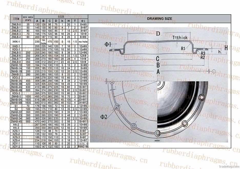 Rubber diaphragms for control valve and Pressure Reducing Regulator