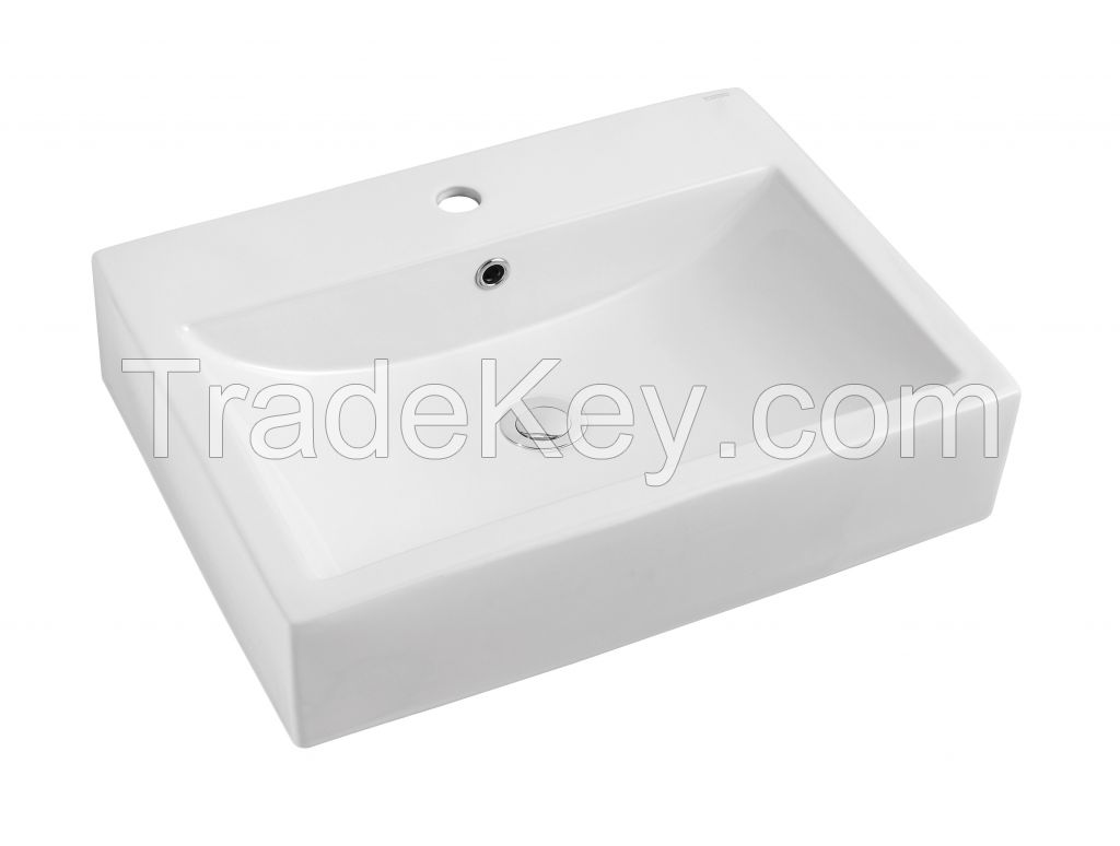 Single Hole with overflow Rectanglar Art Basin Lavatory Sink