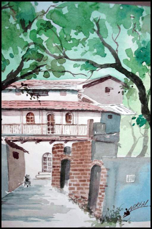 Water Color Painting - House on Stilts