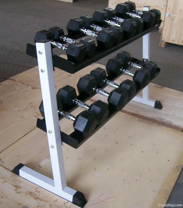 hexagon rubber dumbbell&2 boards rack