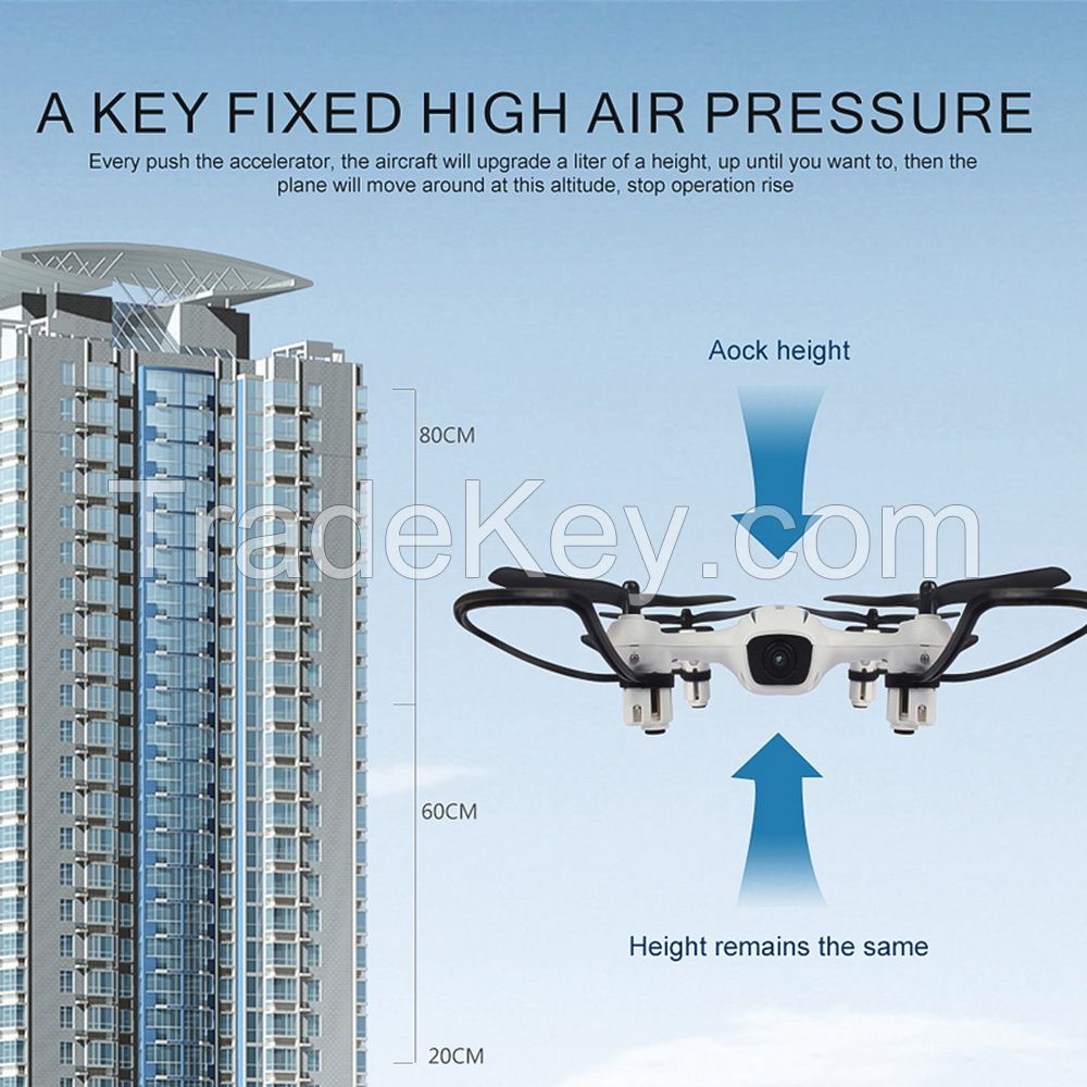 Four rotor self timer drone features a 3D flip with a camera in altitude holding mode