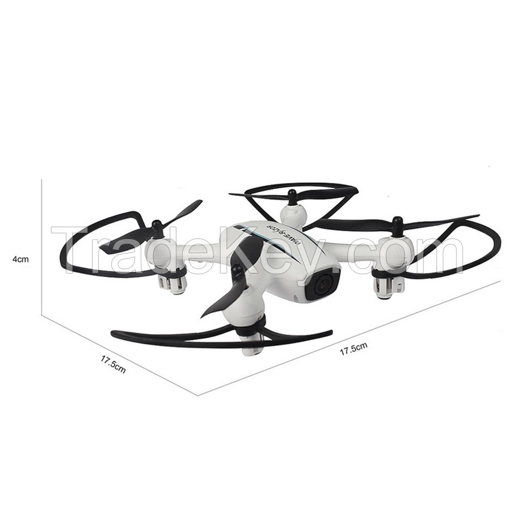 Four rotor self timer drone features a 3D flip with a camera in altitude holding mode