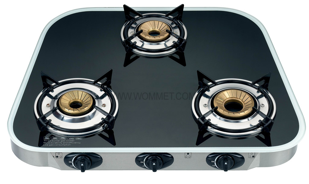 WM-6703A Trapez shape 3 burner auto tempered glasstop LP gas stove