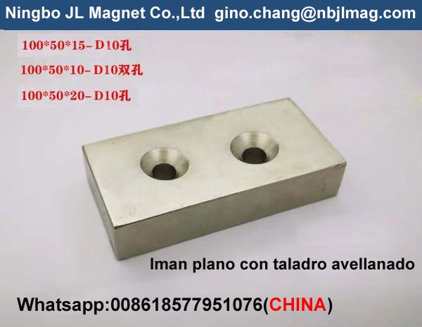 ndfeb magnet 100x50x20mm with cosank hole