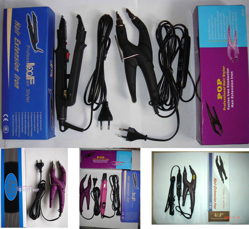 Hot fusion hair connector, hair extension iron